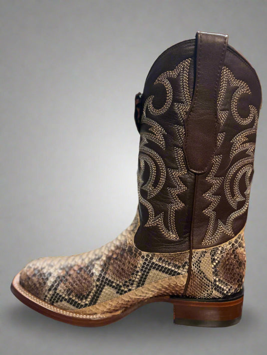 LOS ALTOS Men's Rustic Oryx Square Toe Python Boots