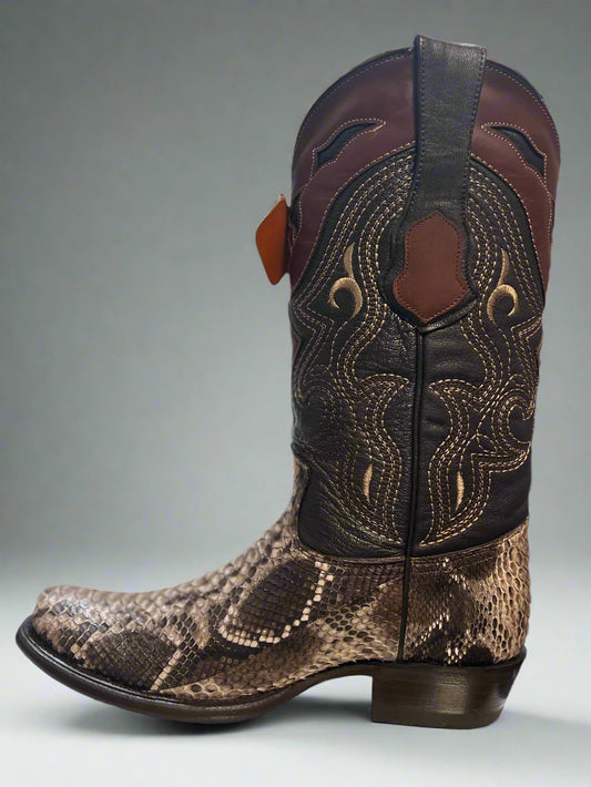 KING EXOTIC Men's Rustic Brown Python Dubai Toe Boot