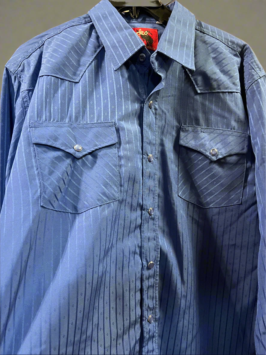 RODEO Men's Navy Button Down Long Sleeve Shirt