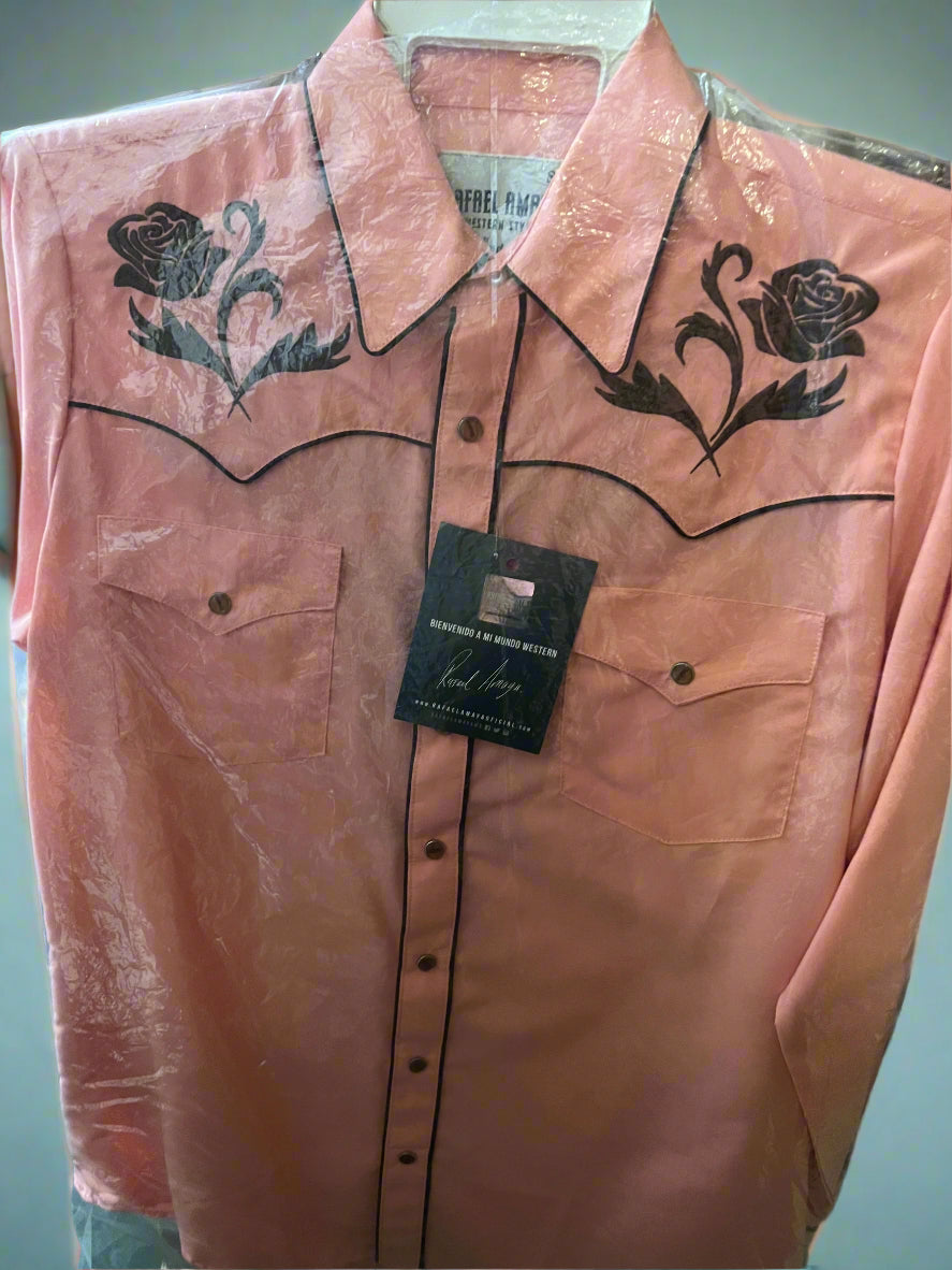 RANGERS Men's Rafael Amaya Collection Salmon Long Sleeve Shirt