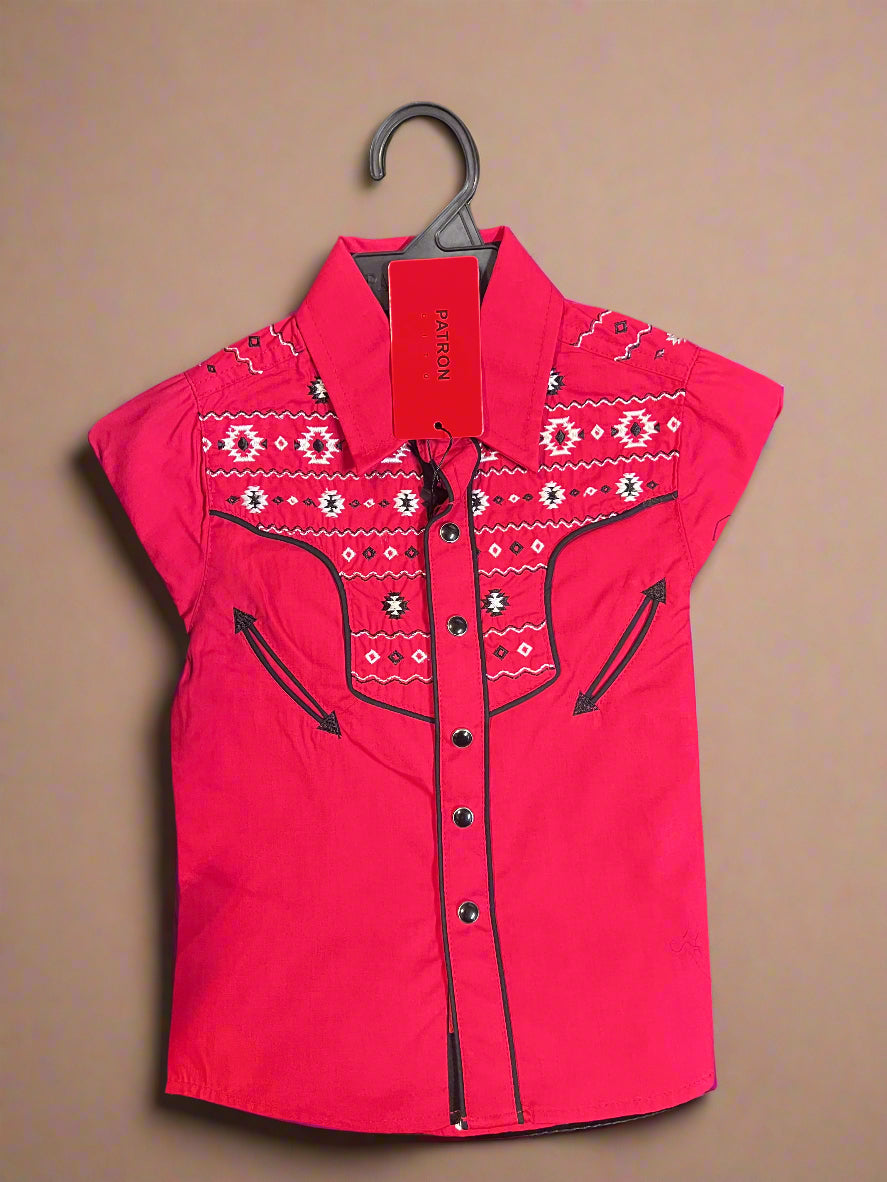 PATRONCITO Boy's Western Embroidery Snap Button Long Sleeve Shirt