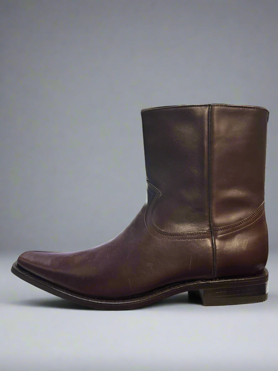 LOS ALTOS Men's Brown Snip Toe Zipper Botin