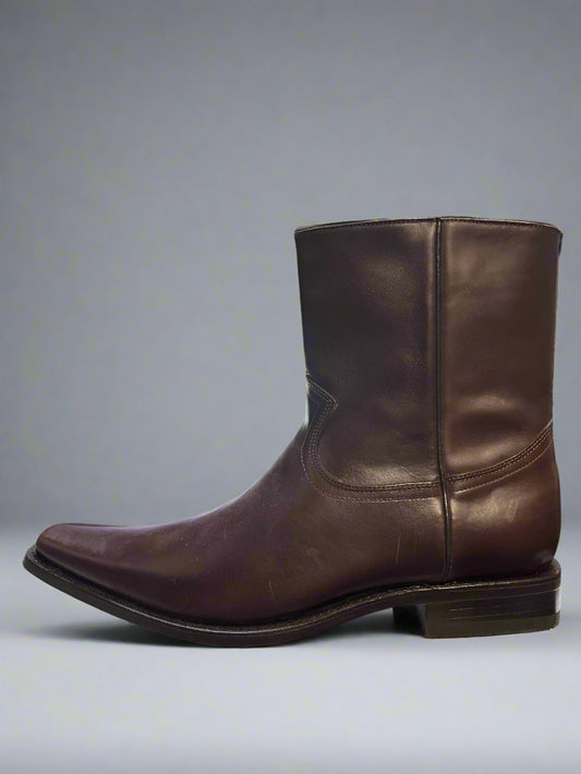 LOS ALTOS Men's Brown Snip Toe Zipper Botin
