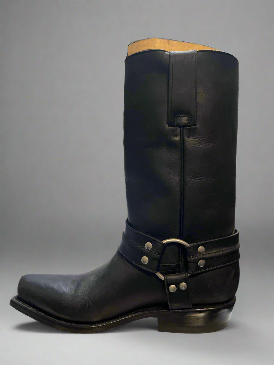 DOS DE ORO Men's Black Leather Snip Toe Riding Boots