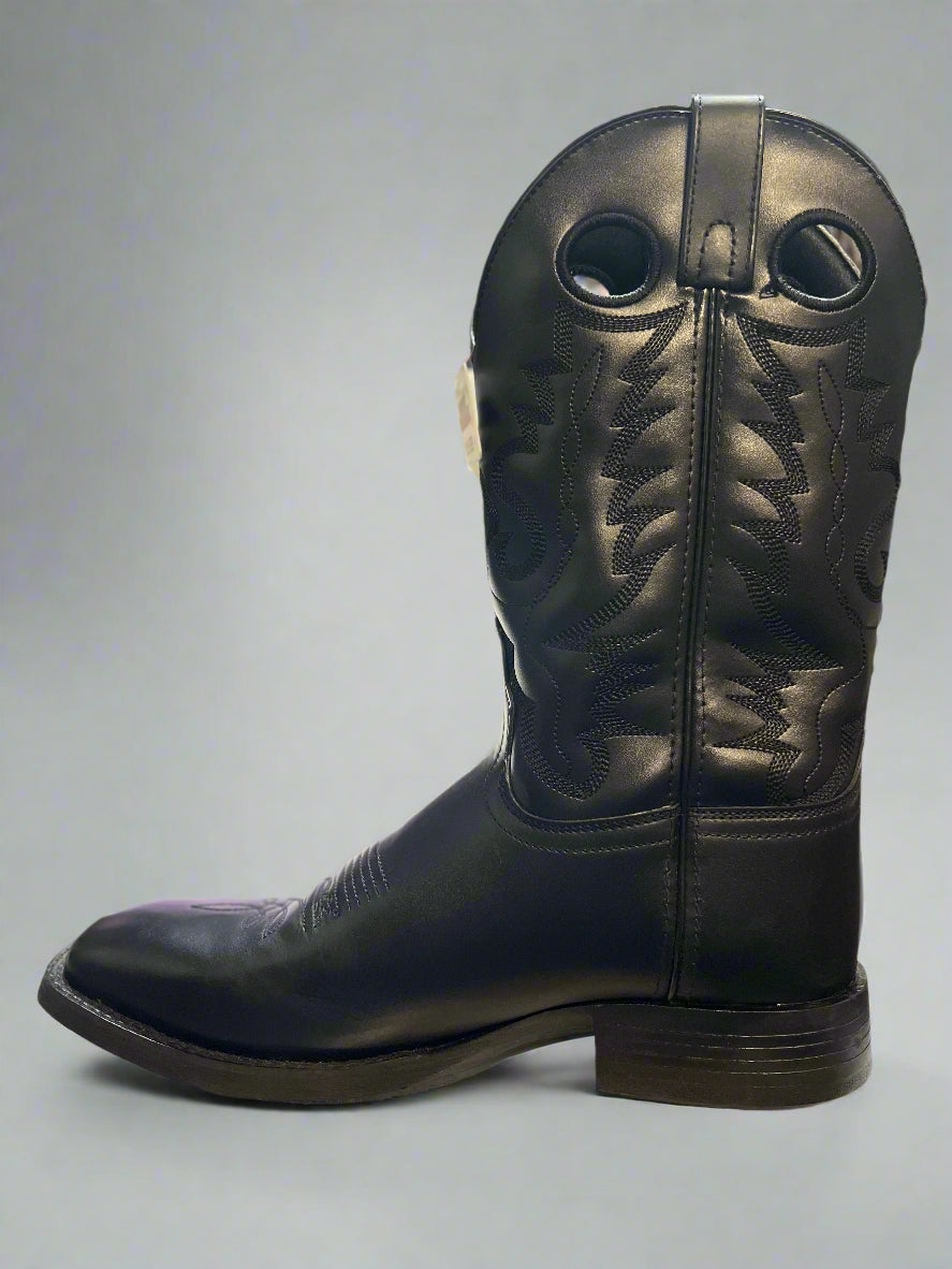 SMOKY MOUNTAIN BOOTS Men's Black Leather Square Toe Rubber Sole Boot