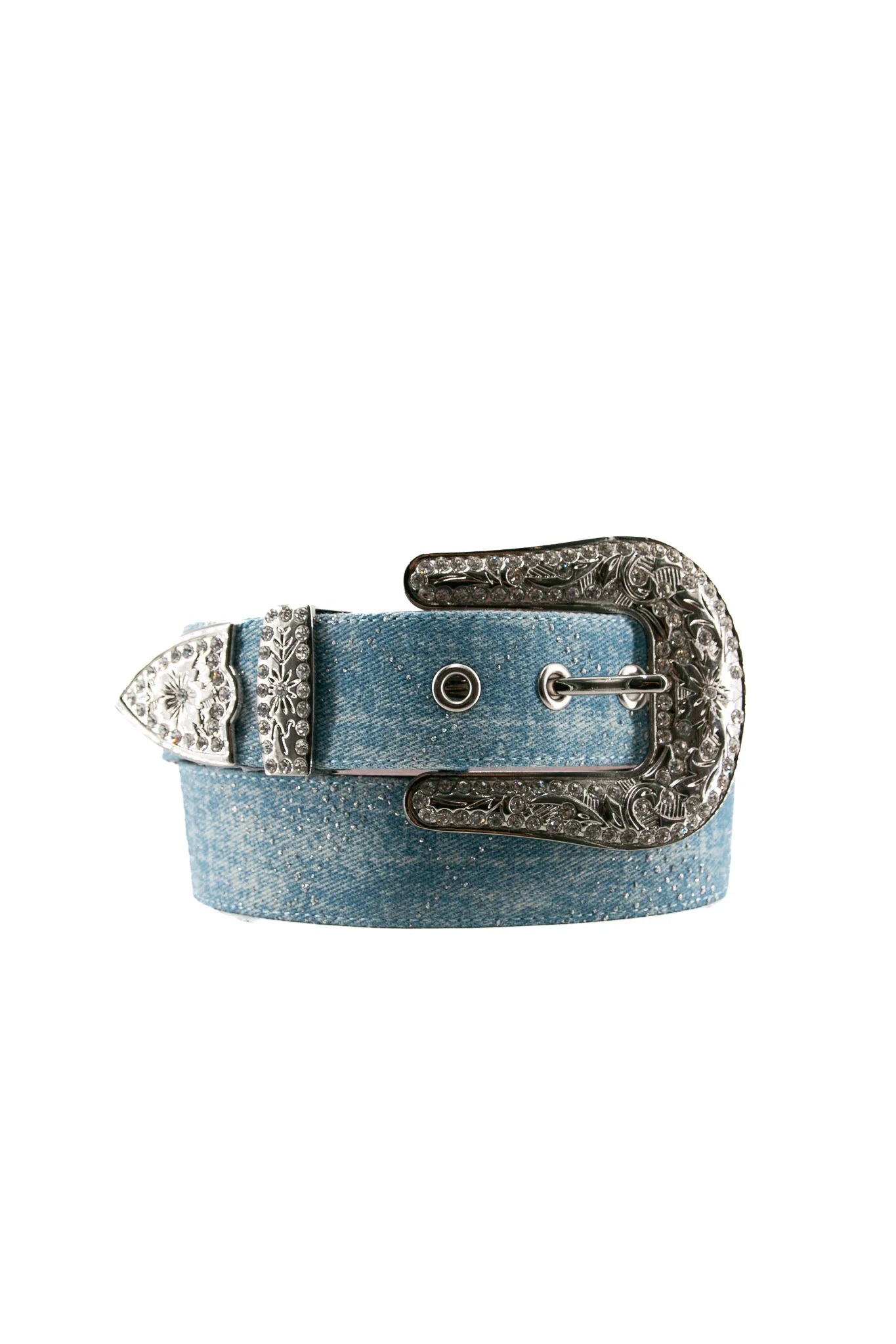 ANGEL RANCH DENIM CTYSTALS BELT WOMEN