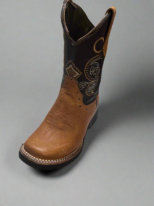 White Diamonds Zipper Kid's Caramel Leather Boot