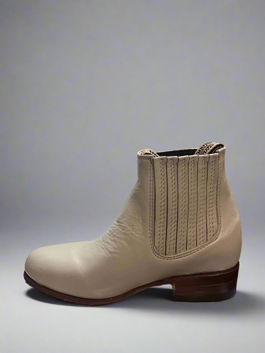 White Diamonds Kid's Botin Charro Piel Hueso