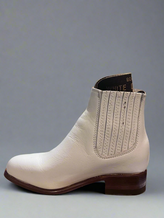 White Diamonds Kid's Botin Charro Piel Blanco