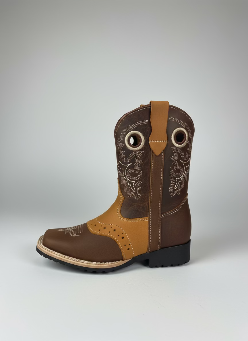 WHITE DIAMONDS Zipper Youth Crazy Rodeo Brown Cafe Leather Boot