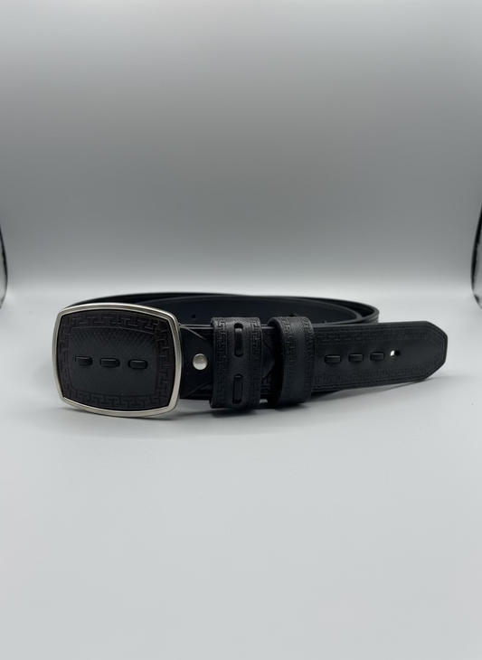 WHITE DIAMONDS Men's Black Laced Leather Belt