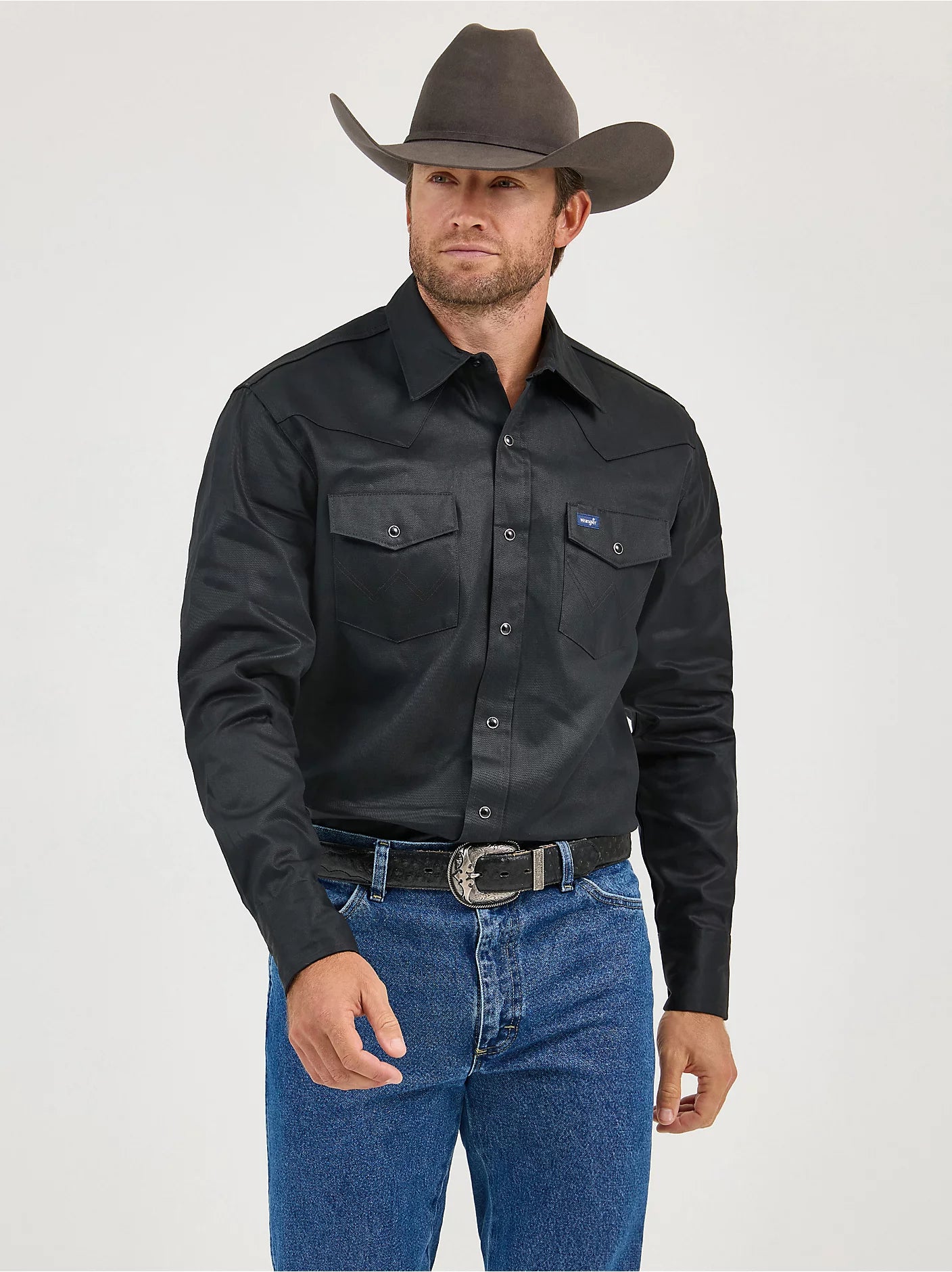 WRANGLER Men's Black Snap Long Sleeve Shirt