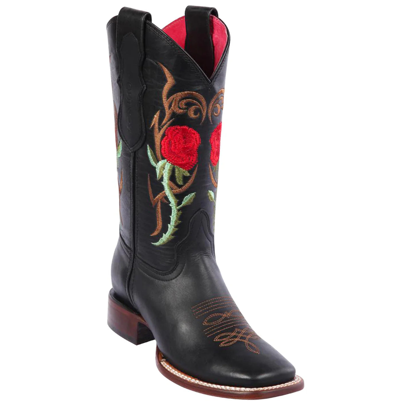 QUINCY Women's Red Roses Western Boot