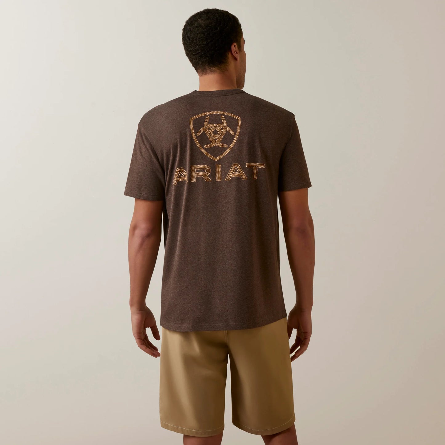 MENS ARIAT TSHIRT SHIELD STITCH SSBROWN HEATHER 10045288