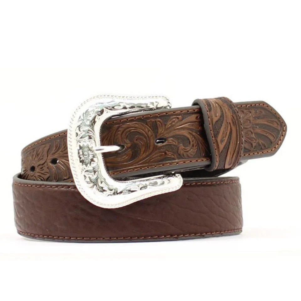 Nocona Two Toned Bullhide Brown Belt With Silver Buckle