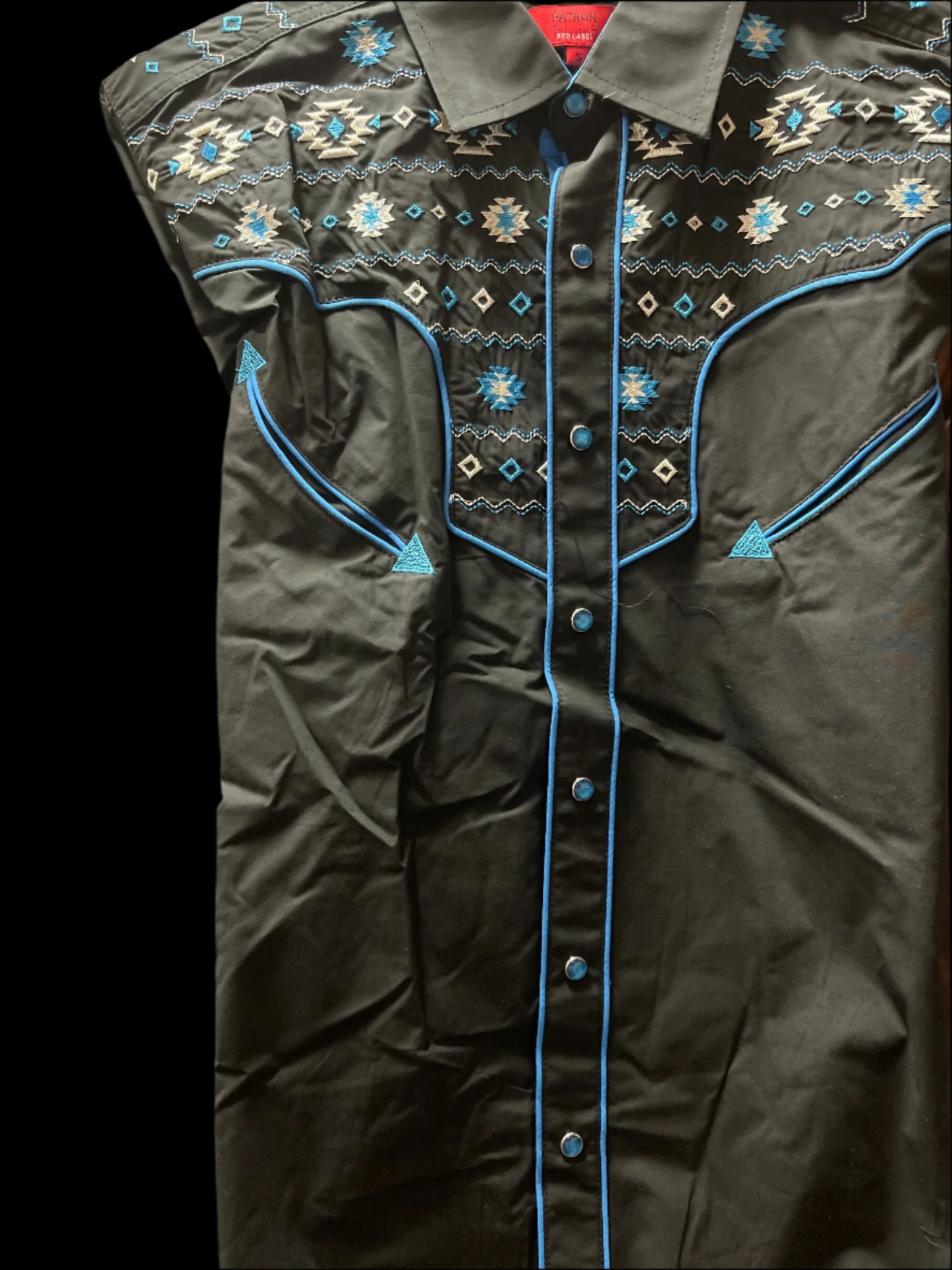 Patroncito Men's Black/Royal Peral Snap Long Sleeve Shirt