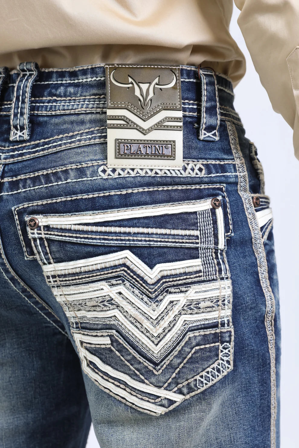 PLATINI Men's Slim Boot Cut Blue Jeans