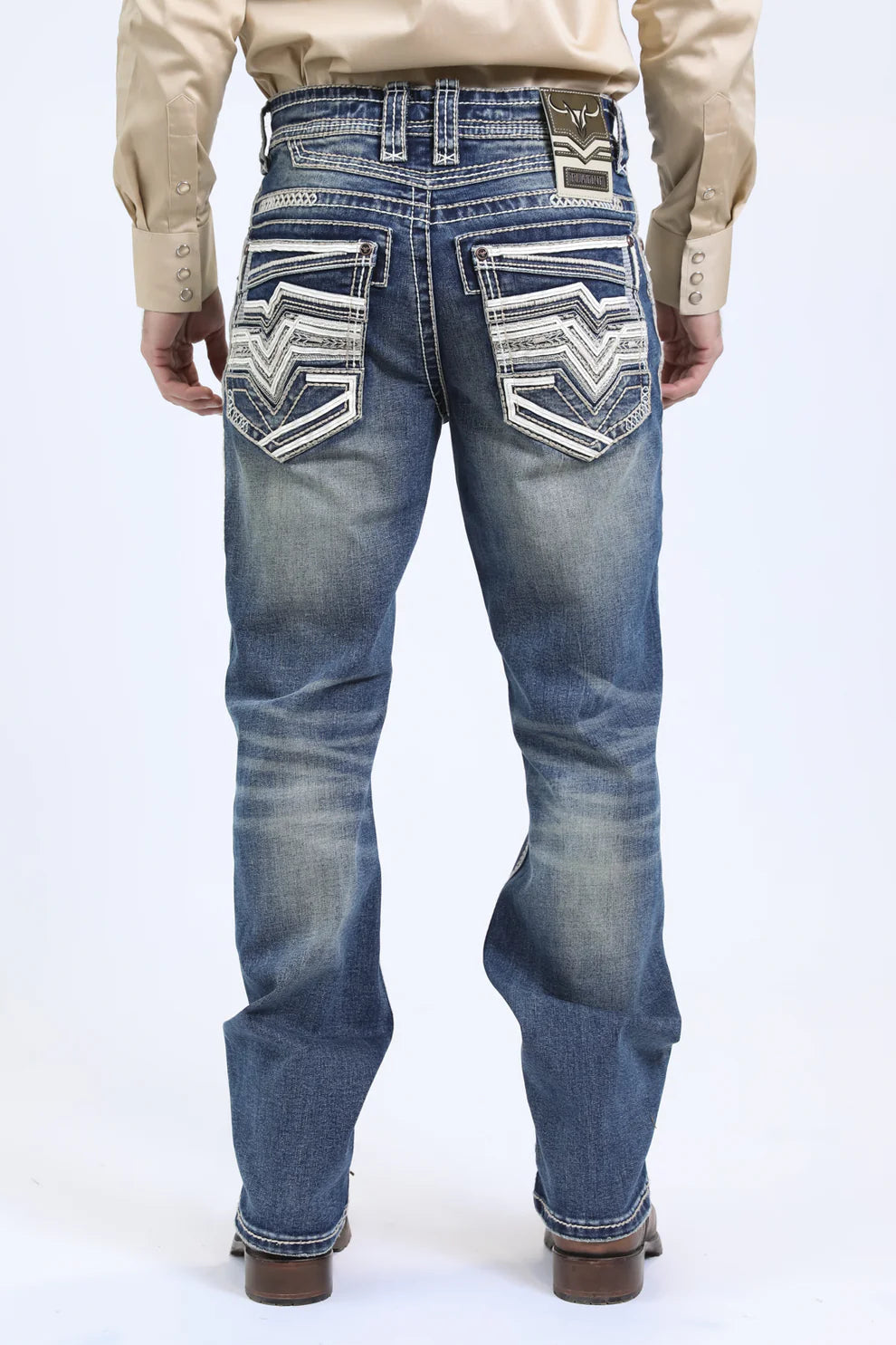 PLATINI Men's Slim Boot Cut Blue Jeans