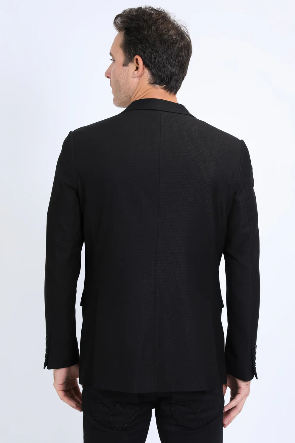 PLATINI Men's Fashion Blazer Modern Fit Stretch Black