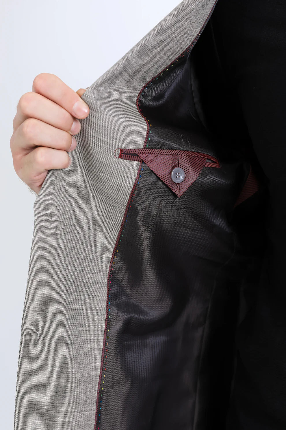 PLATINI Men's Modern Fit Stretch Blazer Dark Khaki