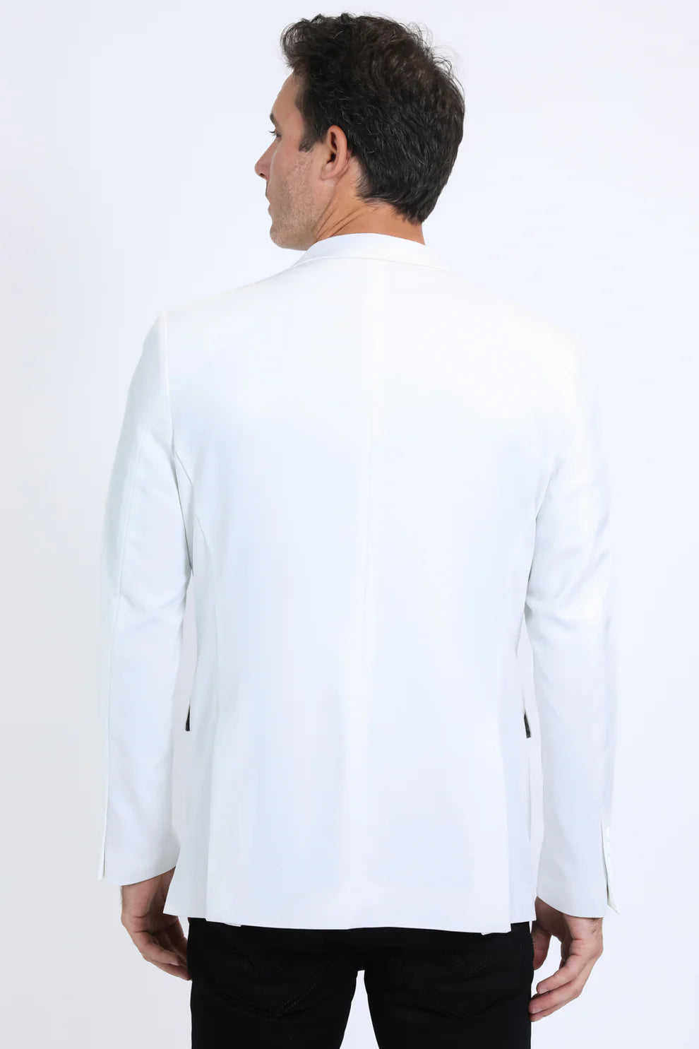 PLATINI Men's Fashion Blazer Modern Fit Stretch White