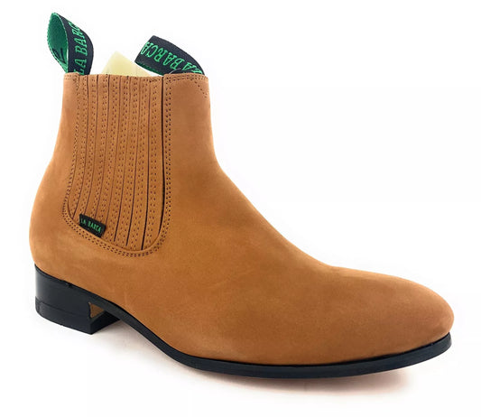 LA BARCA Men's Botin Charro BK Caramel Suede