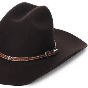 TWISTER Brown Leather Lattice Design Hatband