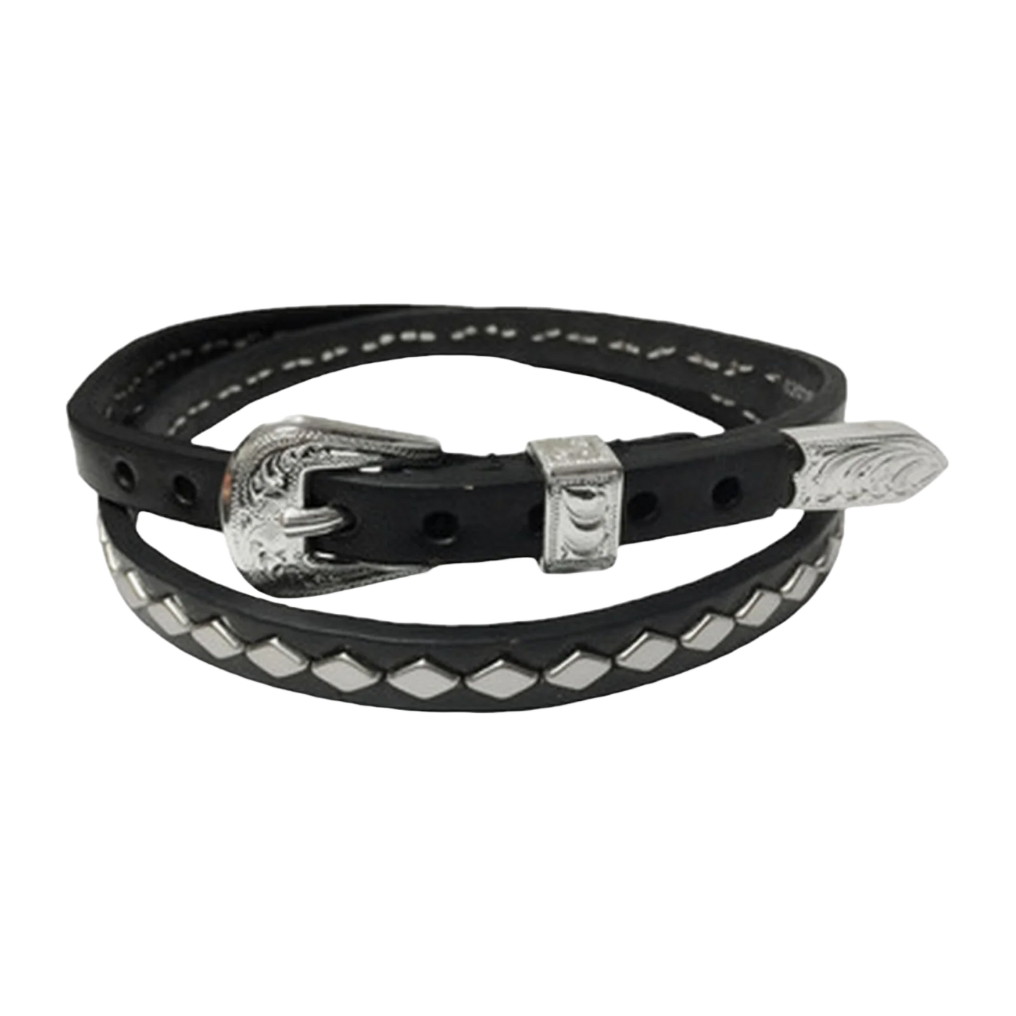 TWISTER Black Leather with Silver Details