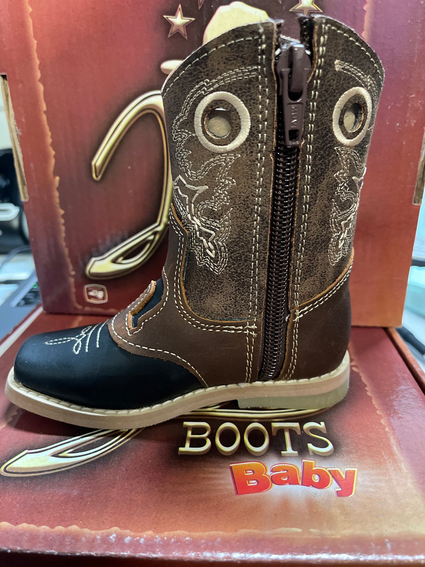 BABY BOOTS HERRADURA BLACK/BROWN JB42