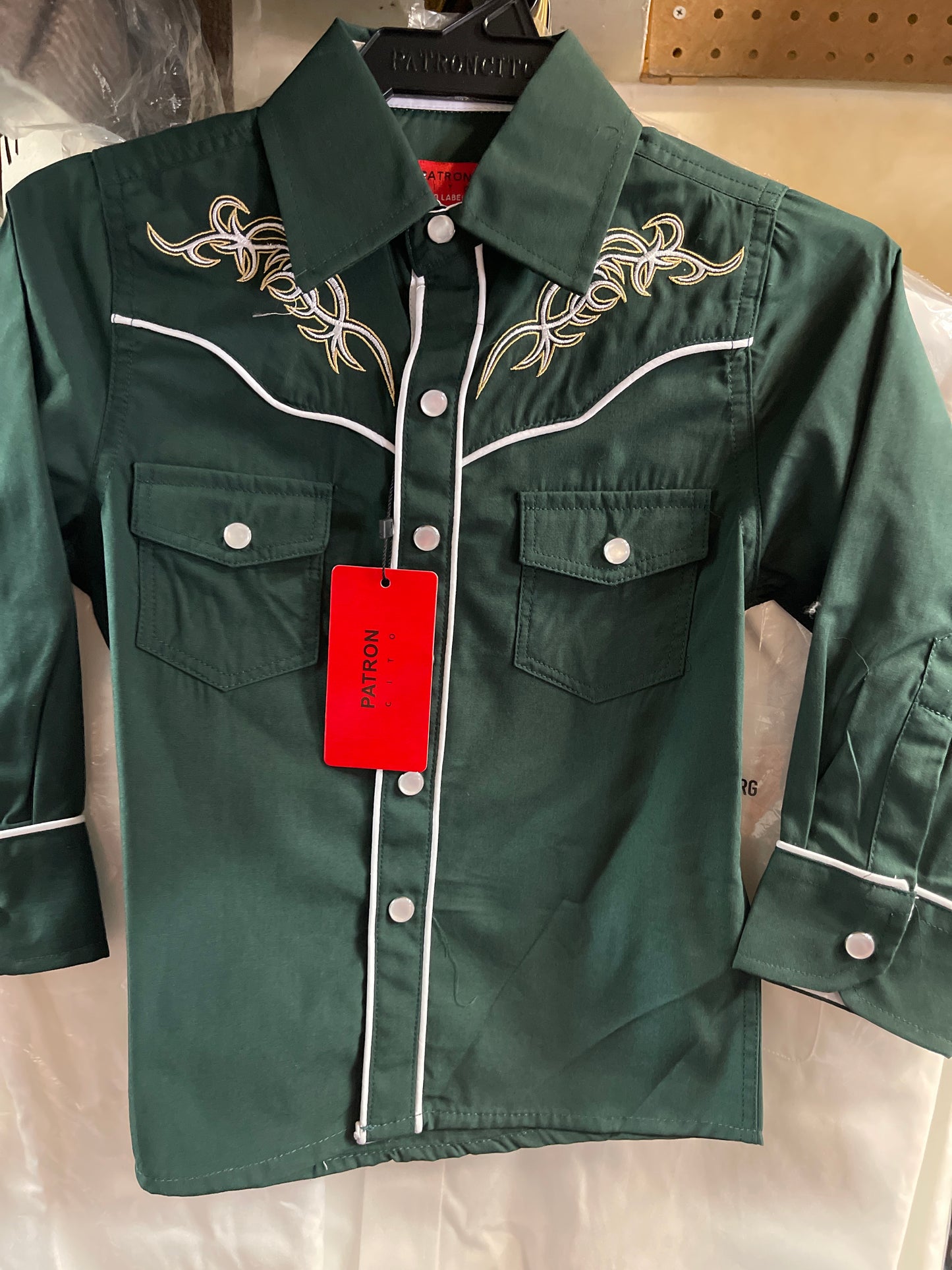 KIDS WESTERN SHIRT WITH BULL HORNS EMBROIDERY