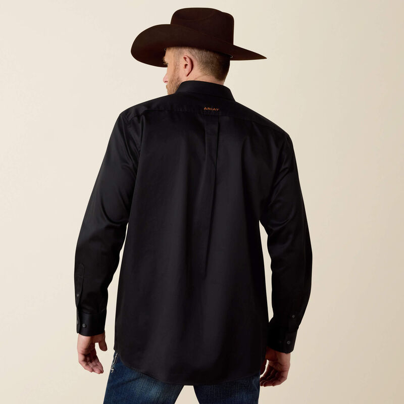 ARIAT Men's Solid Twill Classic Long Sleeve Black Shirt