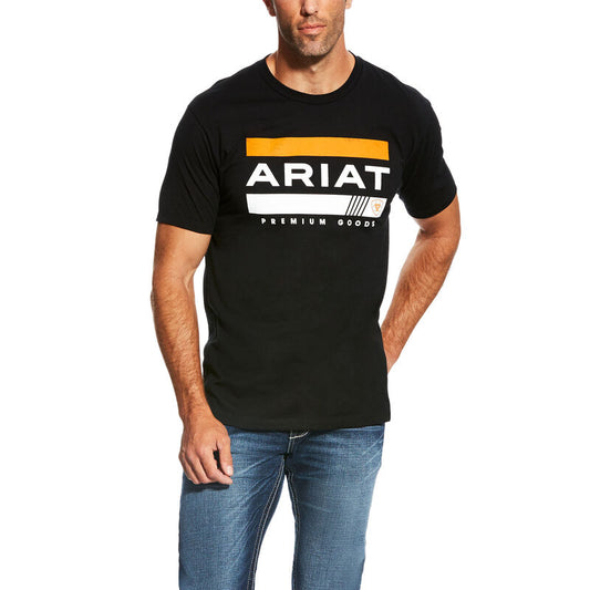MENS ARIAT TSHIRT BAR STRIPER TEE BLACK 10022952
