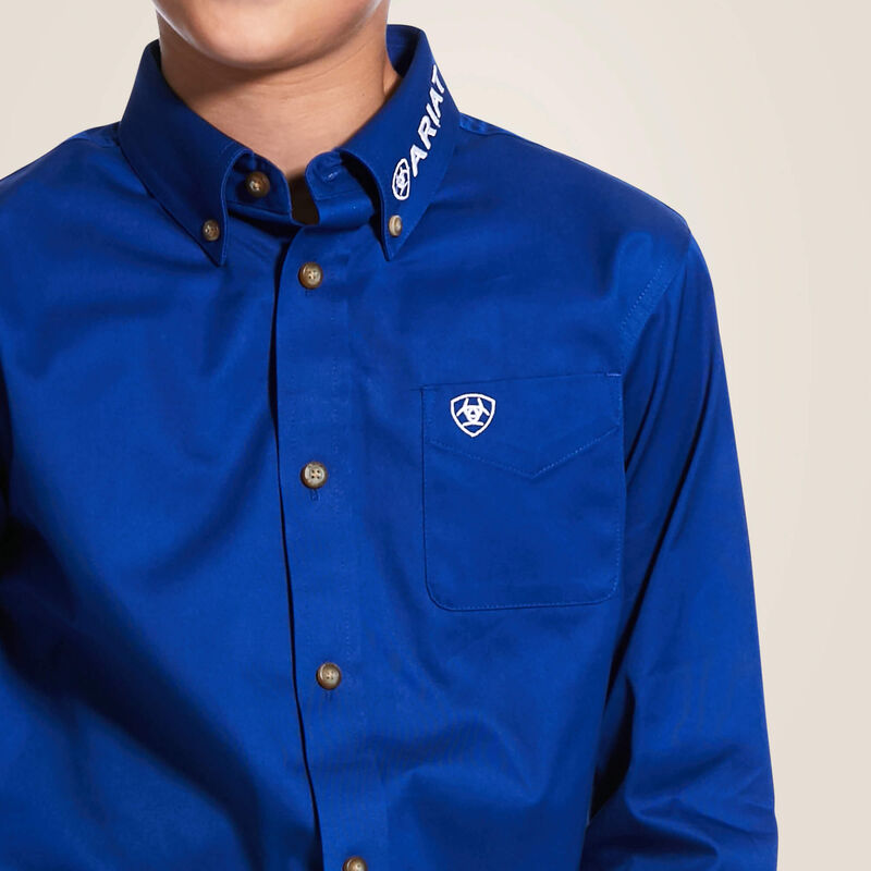 ARIAT Boy's Team Logo Twill Ultramarine Long Sleeve Shirt