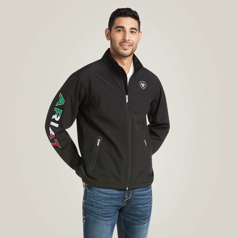 ARIAT MENS NEW TEAM SOFTSHELL MEXICO JACKET BLACK. 10031424