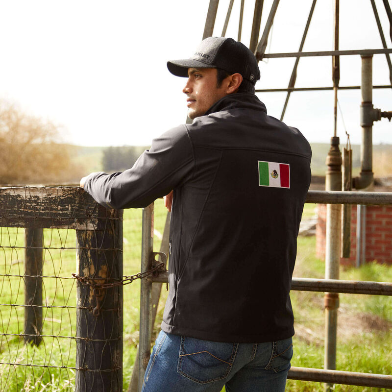 ARIAT MENS NEW TEAM SOFTSHELL MEXICO JACKET BLACK. 10031424