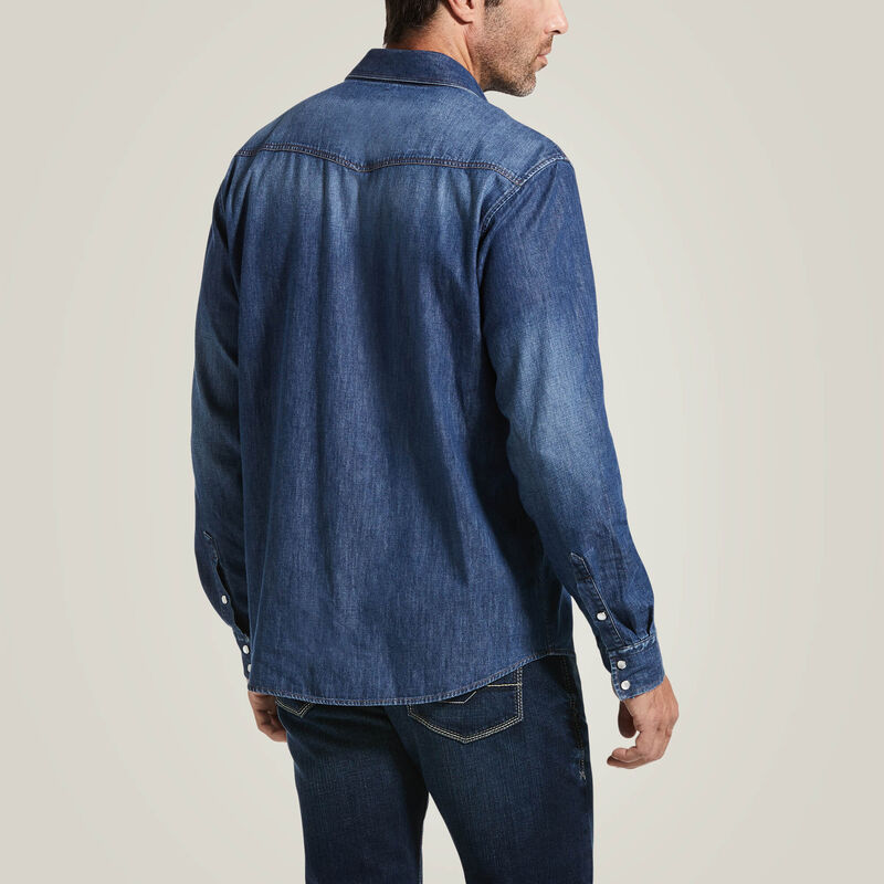 ARIAT MENS DENIM RETRO FIT SHIRT STONE