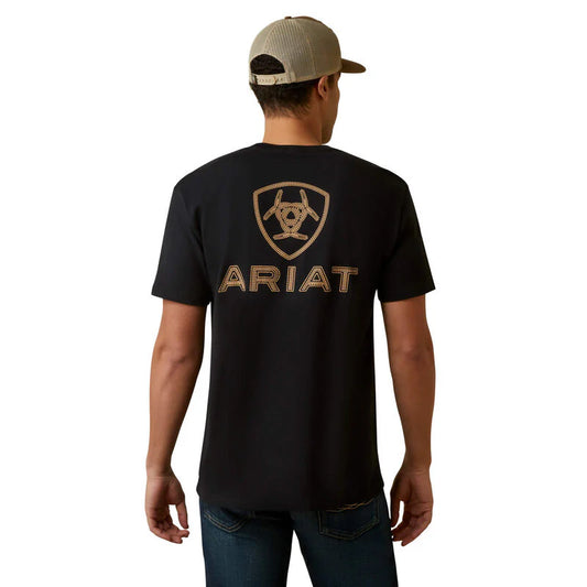 MENS ARIAT TSHIRT SHIELD STITCH SS BLACK 10045289