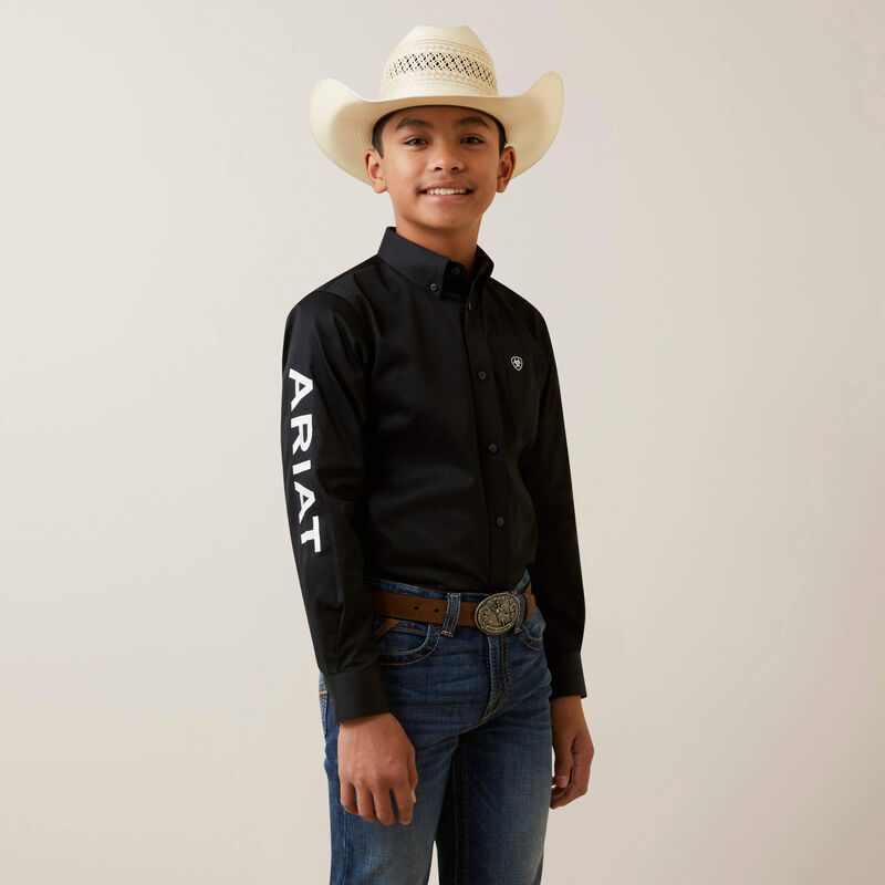 ARIAT Boy's Team Logo Twill Classic Fit Long Sleeve Shirt