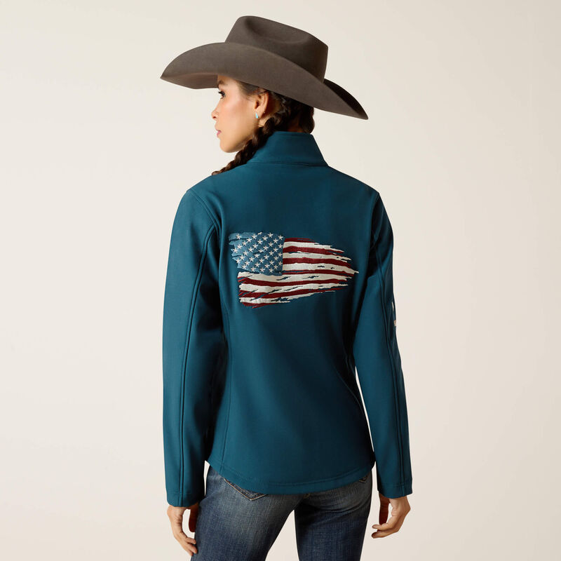 ARIAT WOMENS  TEAM PATRIOT SOFTSHELL JKT REFLECTING POND