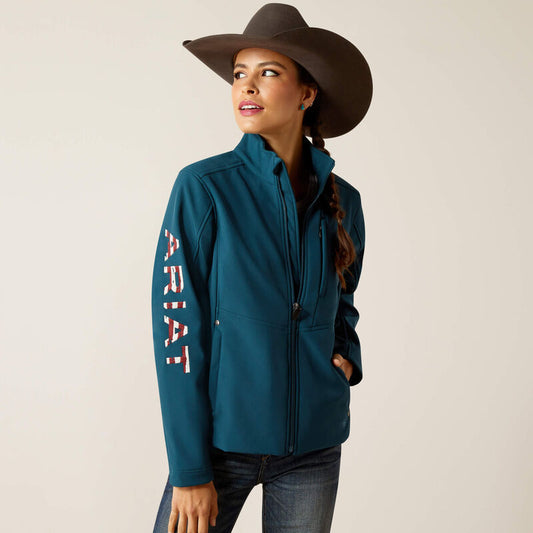 ARIAT WOMENS  TEAM PATRIOT SOFTSHELL JKT REFLECTING POND