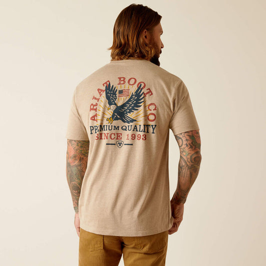 MENS ARIAT FLYING EAGLE SS T SHIRT OATMEAL HEATHER 10051388