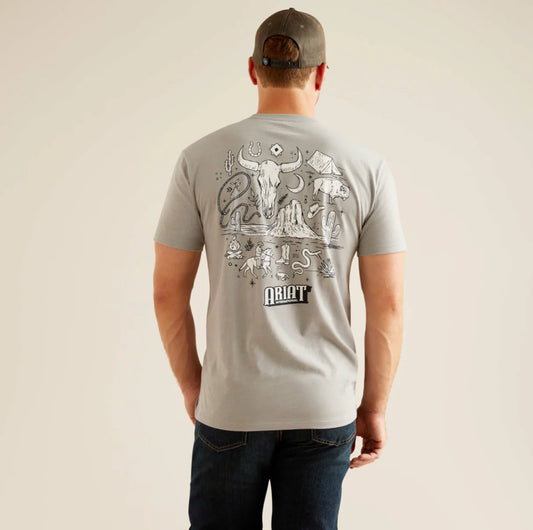 MENS ARIAT TSHIRT SW ELEMENTS SSSTONE HEATHER