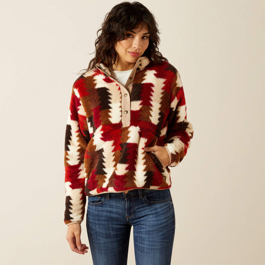ARIAT Women's Berber Snap Front Ombre Triangles Sweatshirt