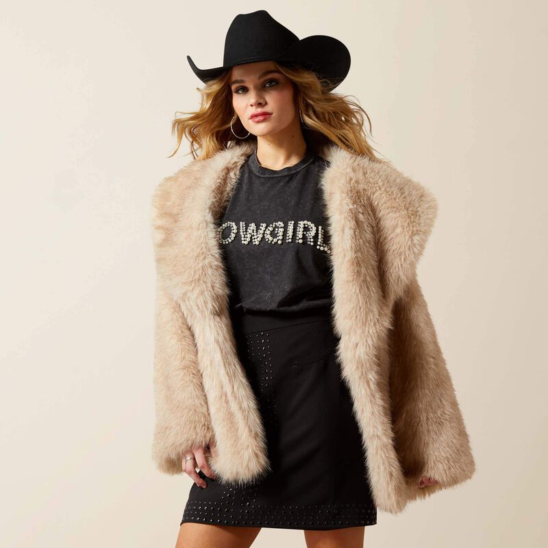 ARIAT Woman's Tan Faux Fur Coat