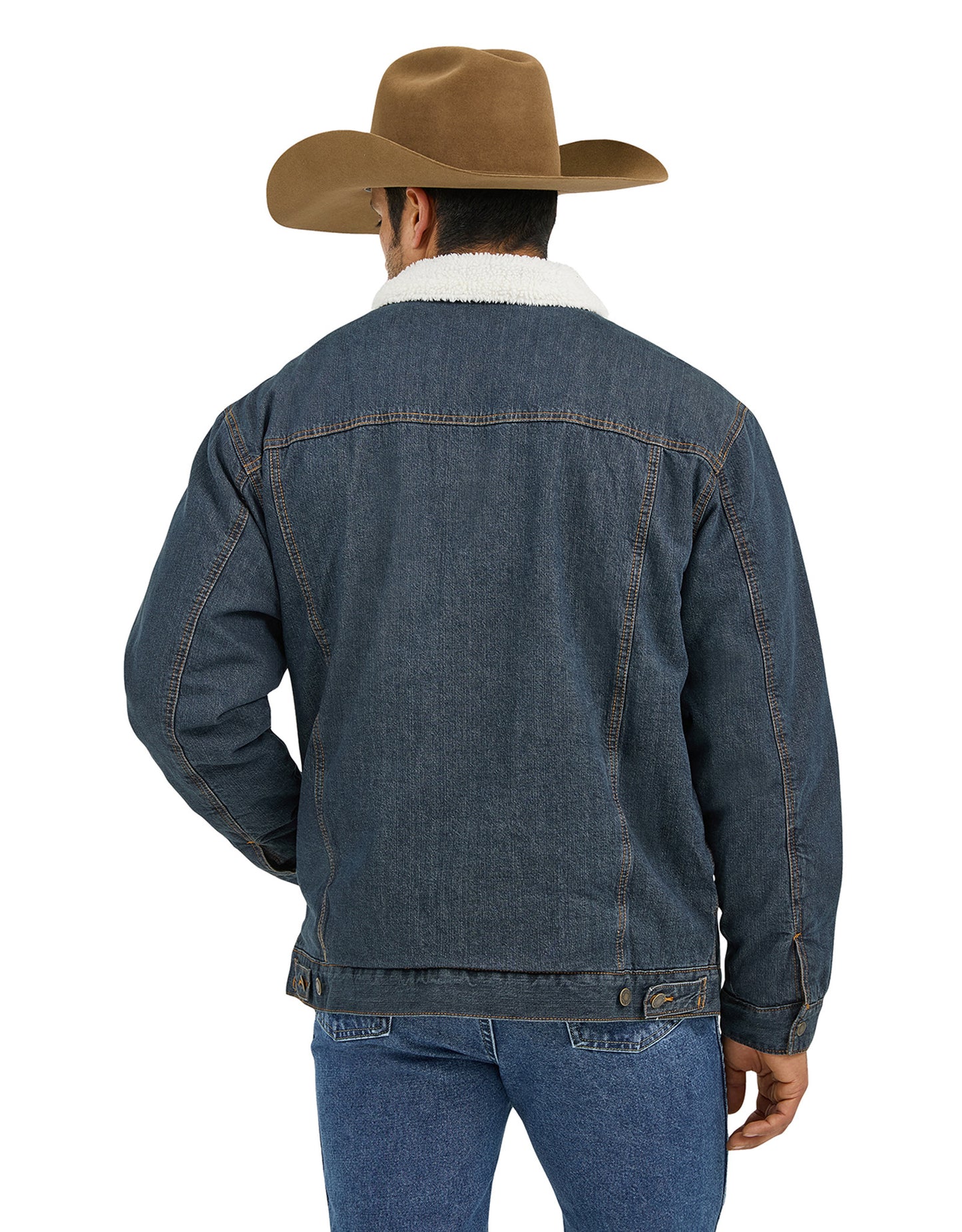 Wrangler Men's Sherpa Lined Denim Button Down Jacket - Rustic Blue