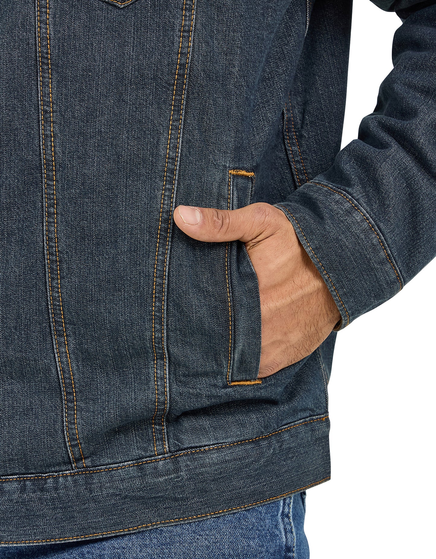 Wrangler Men's Sherpa Lined Denim Button Down Jacket - Rustic Blue