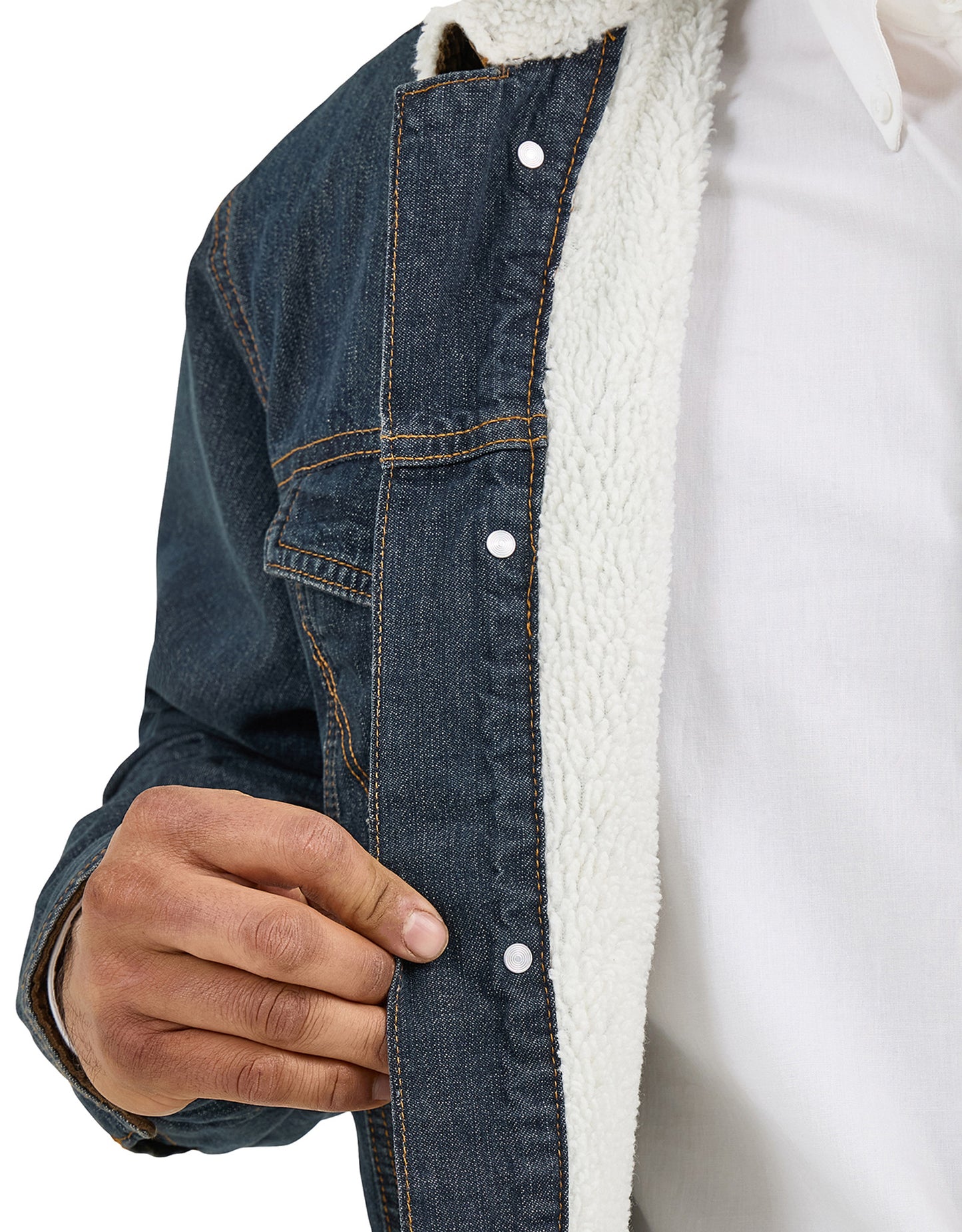 Wrangler Men's Sherpa Lined Denim Button Down Jacket - Rustic Blue