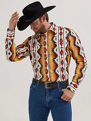 WRANGLER Men's Checotah Long Sleeve Western Snap Printed Shirt