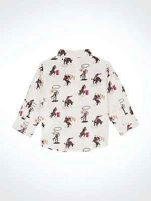 WRANGLER Little Girl's Ruffle Yoke Print Western Snap Shirt