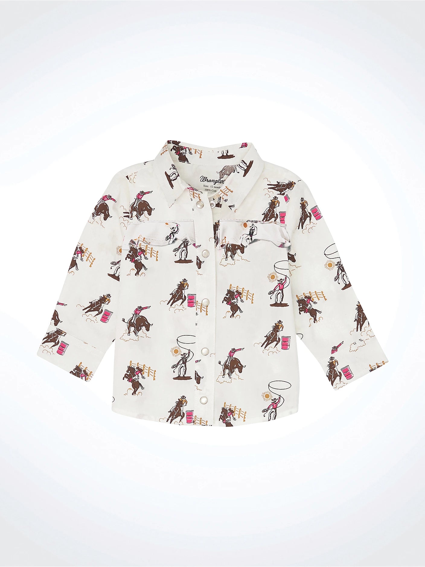 WRANGLER Little Girl's Ruffle Yoke Print Western Snap Shirt